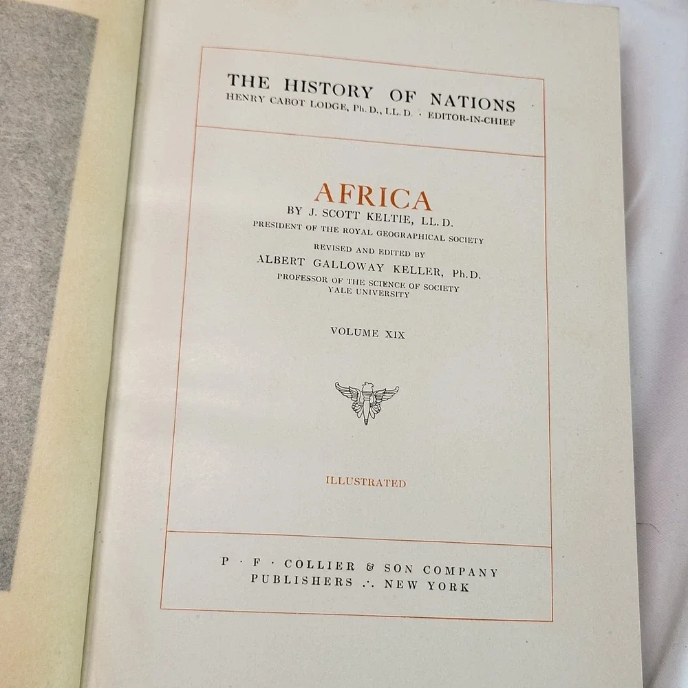 1928 History of Nations Vol 19 Africa Illustrated Collier Memorial Edition HC